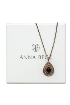 Anna Beck - Black Onyx 18K Gold Plated Teardrop Pendant Necklace