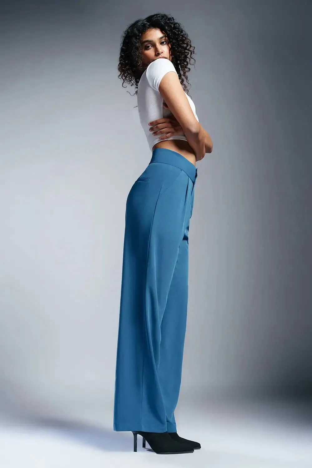 Aqua-Tone Pleated Double Button Korean Pants