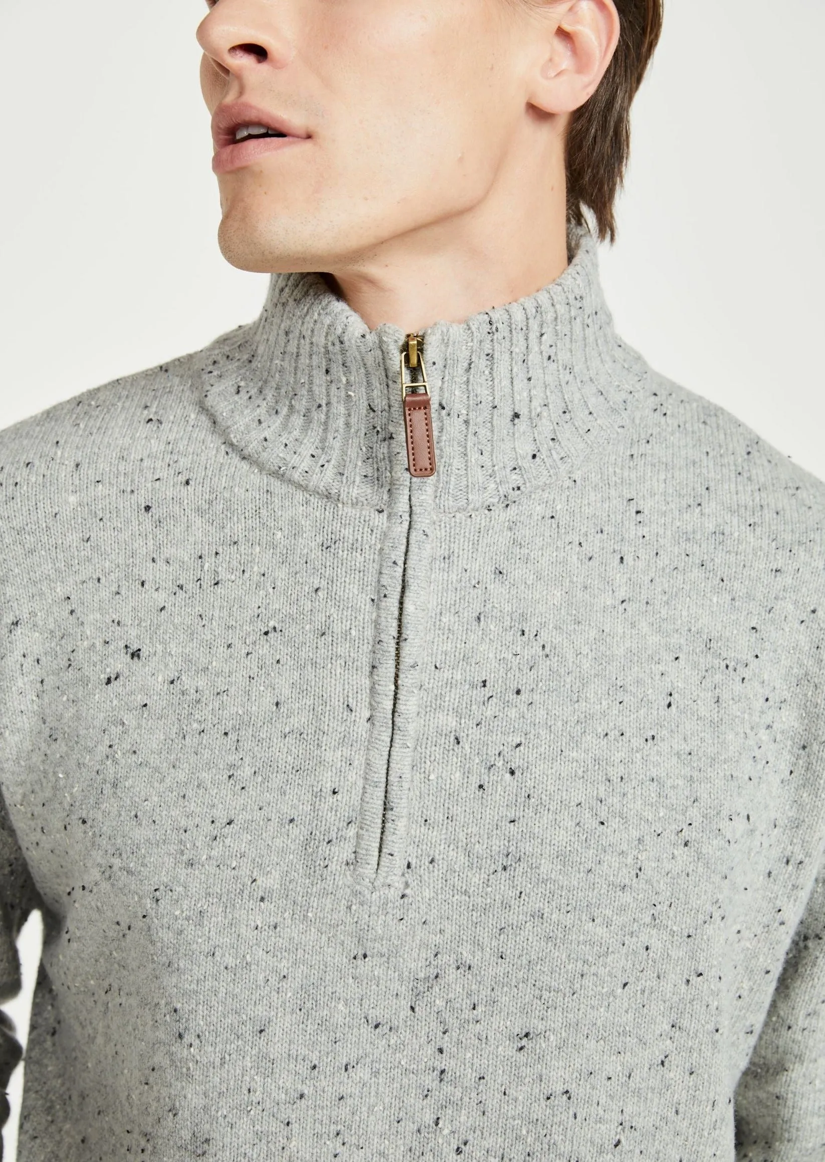 Aran Troyer Zip Sweater | Grey