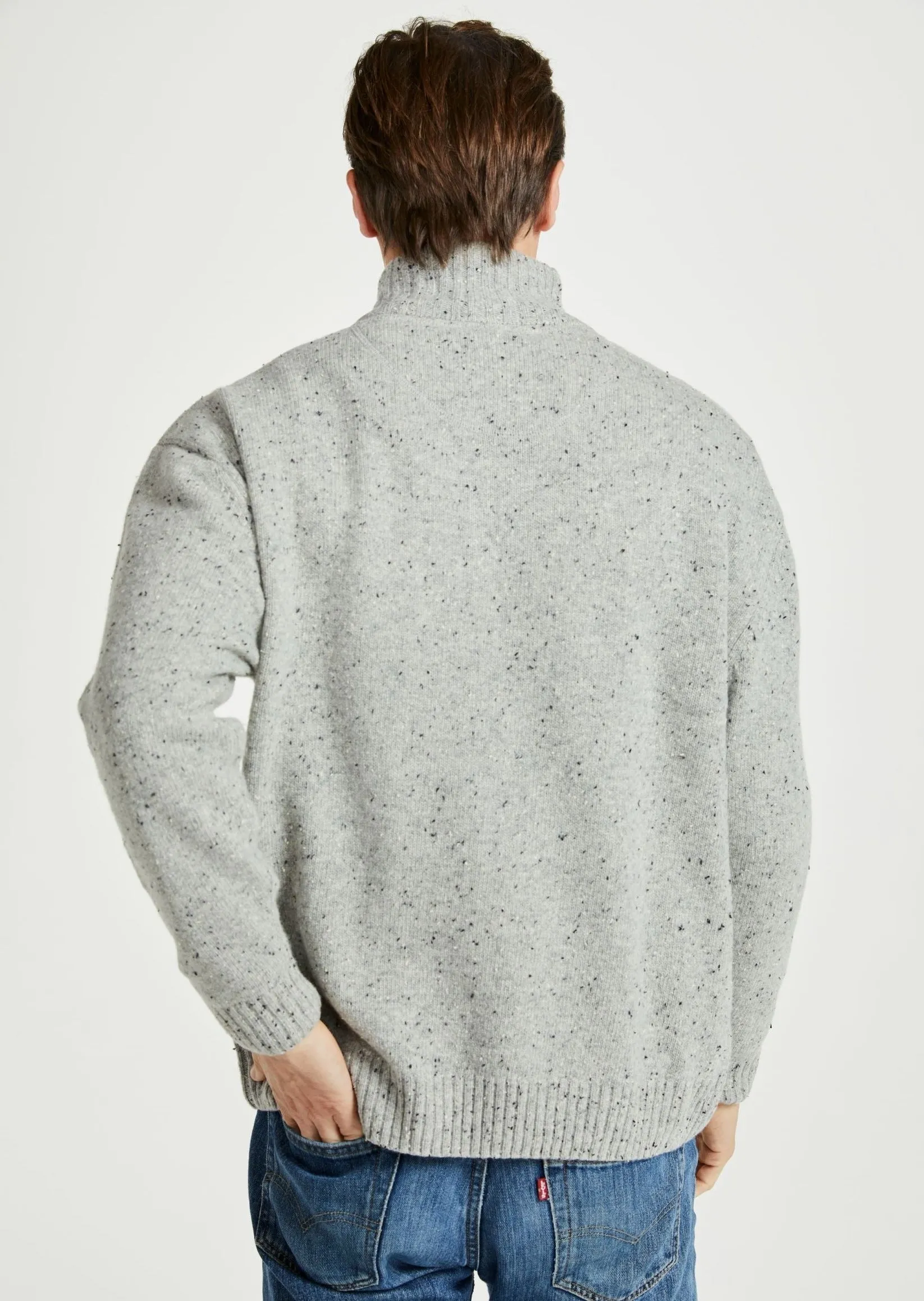 Aran Troyer Zip Sweater | Grey