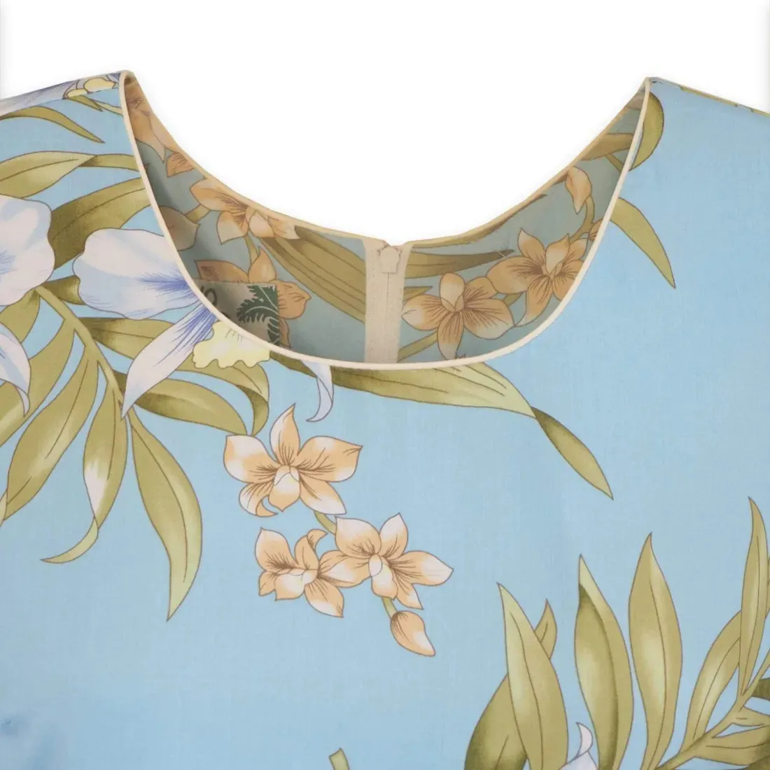 Bamboo Orchid Baby Blue Laka Hawaiian Dress