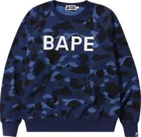 BAPE Color Camo Crystal Stone Relaxed Fit Crewneck 'Navy' Sweatshirt, Blue