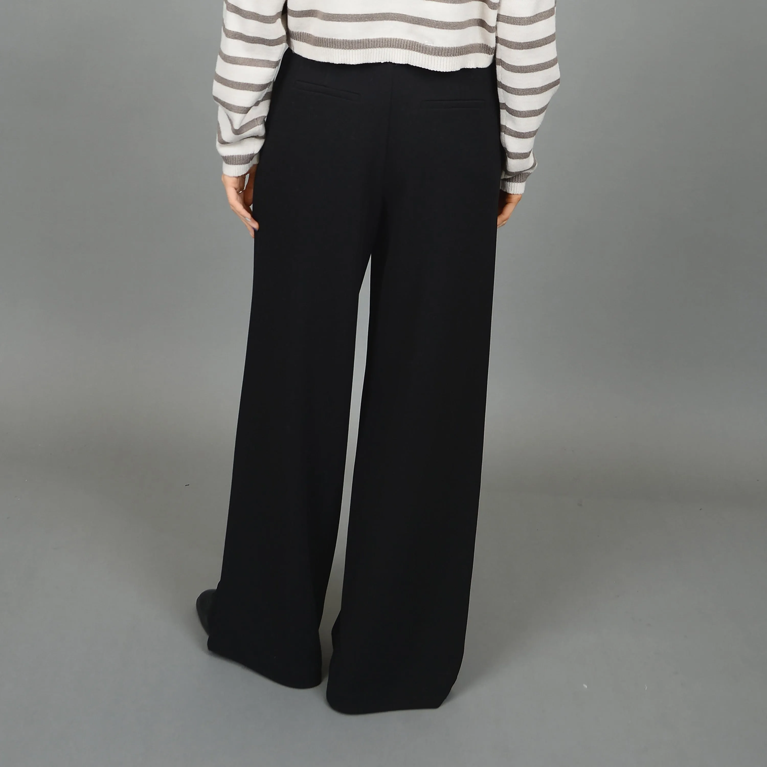 BLACK PINTUCK OFFICE PANT