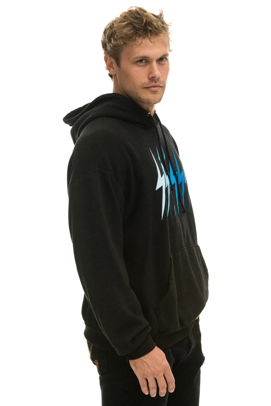 BOLT GRADIENT RELAXED PULLOVER HOODIE - BLACK // BLUE