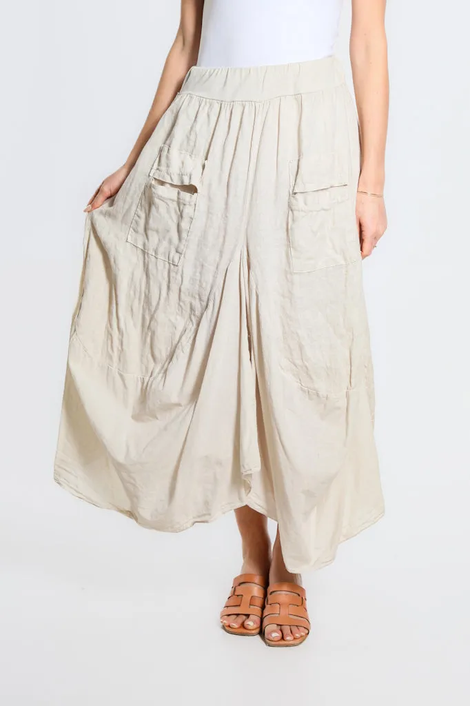 Brenna Cotton/Linen Bunched Pocket Skirt (SL102W)