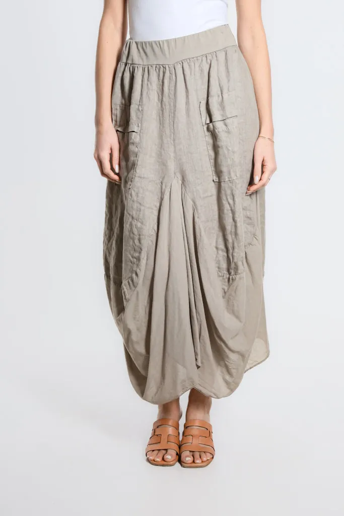 Brenna Cotton/Linen Bunched Pocket Skirt (SL102W)