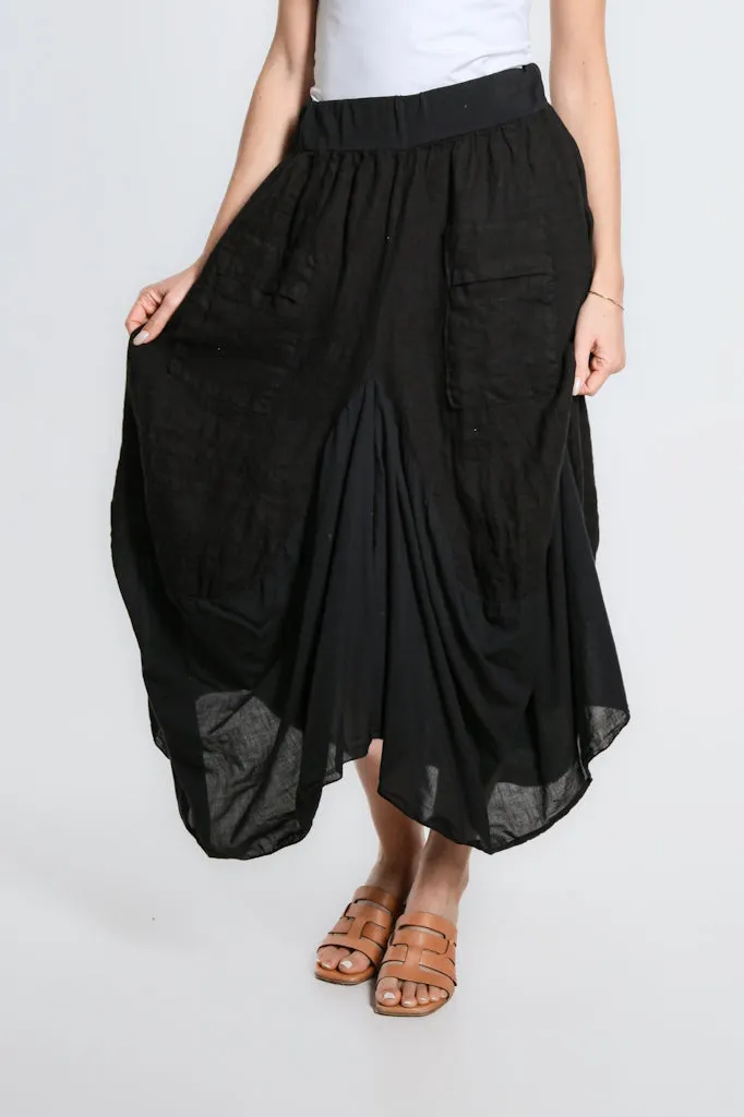 Brenna Cotton/Linen Bunched Pocket Skirt (SL102W)