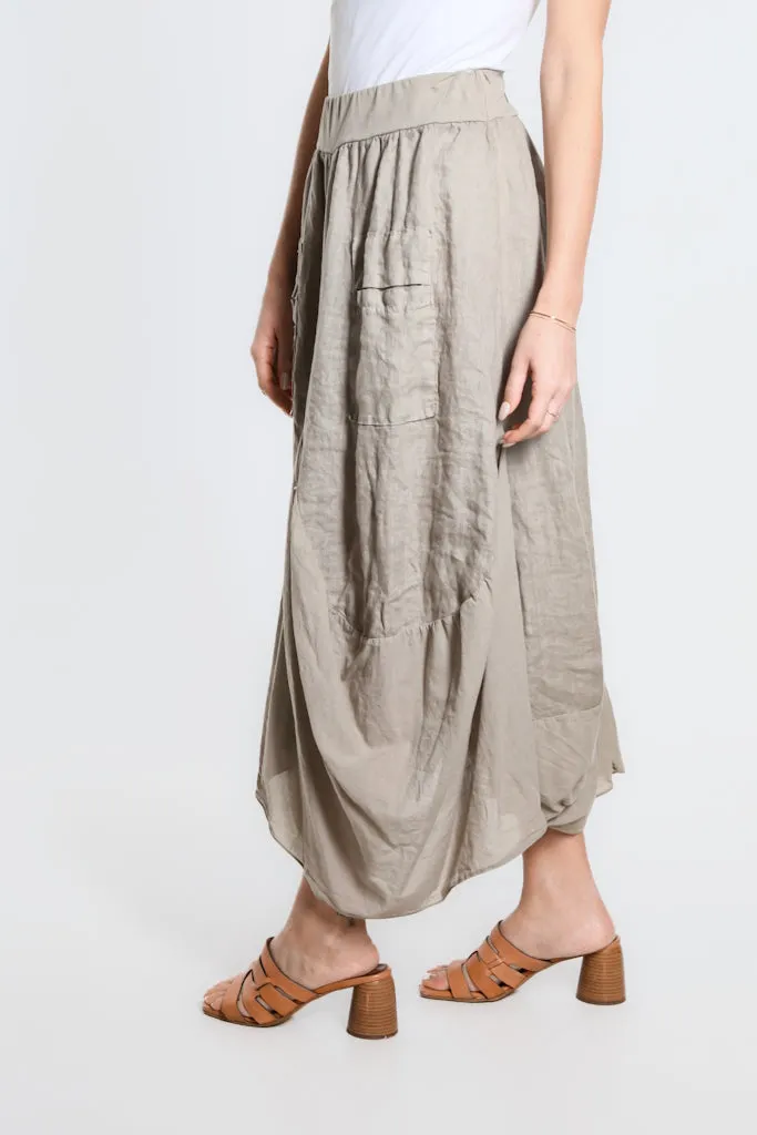 Brenna Cotton/Linen Bunched Pocket Skirt (SL102W)