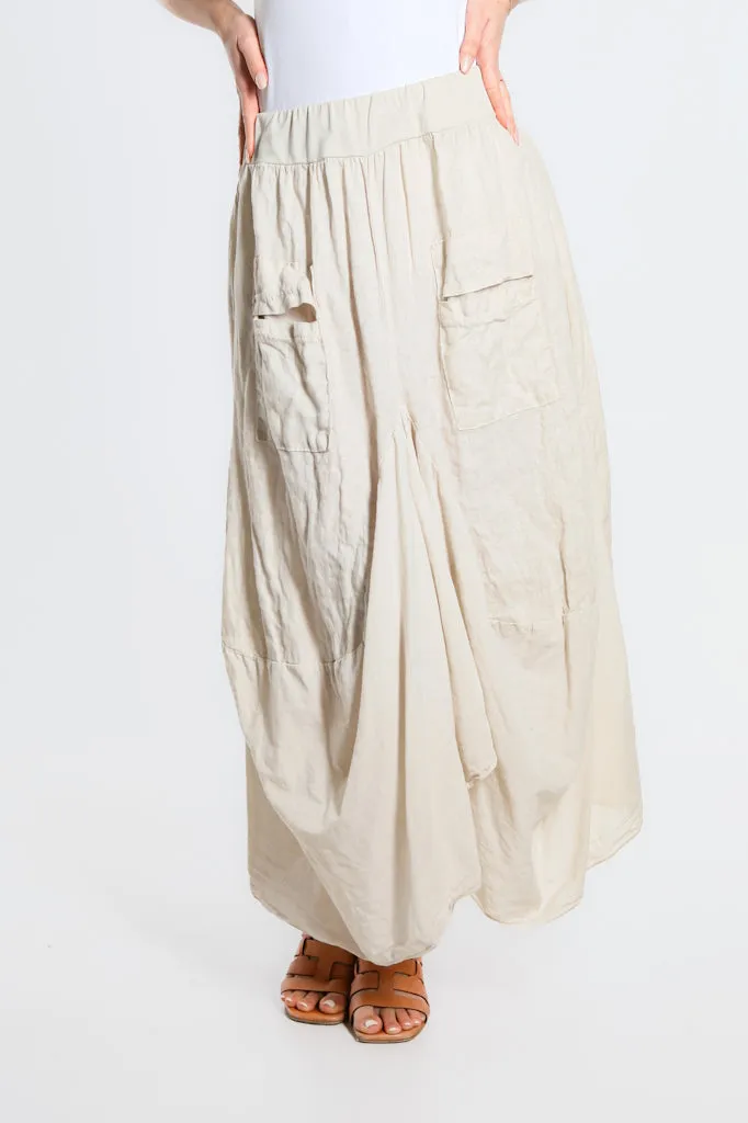 Brenna Cotton/Linen Bunched Pocket Skirt (SL102W)