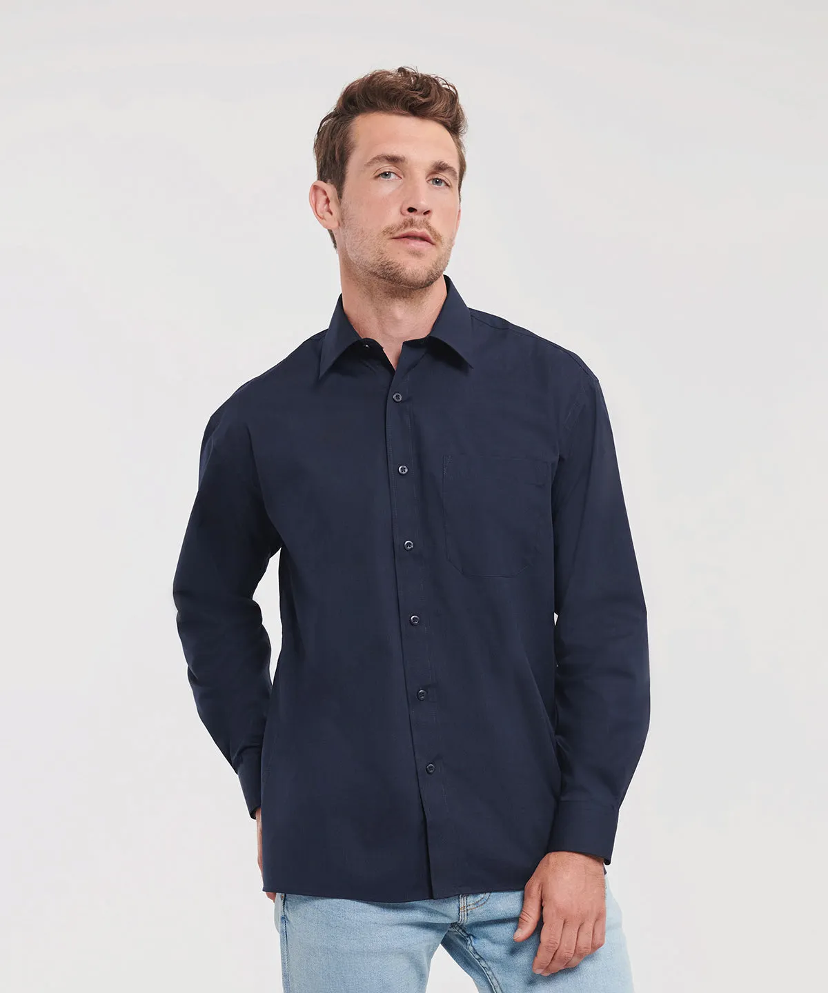 Bright Royal - Long sleeve polycotton easycare poplin shirt