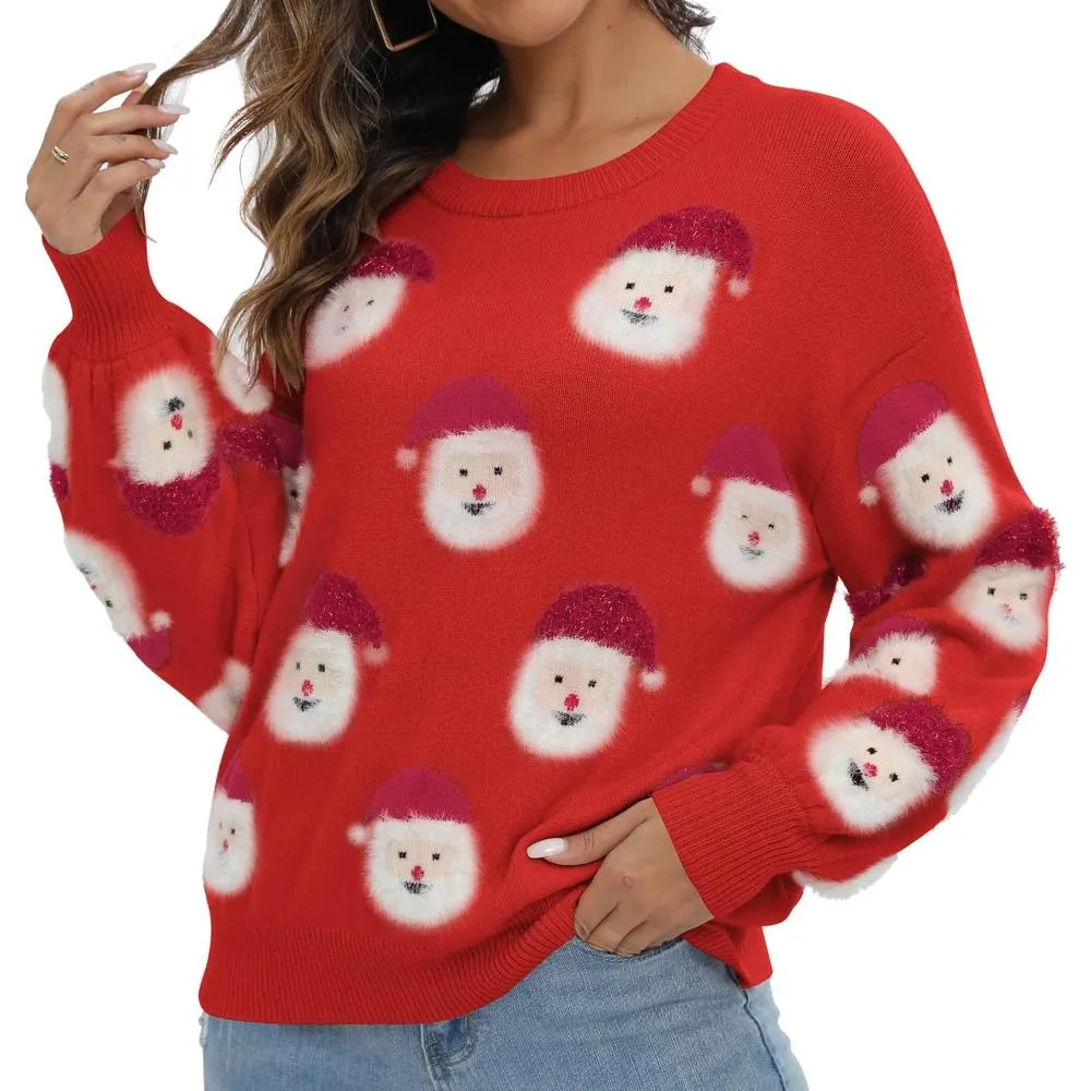 Cheerful Knitted Sweater With A Christmas Holiday Theme