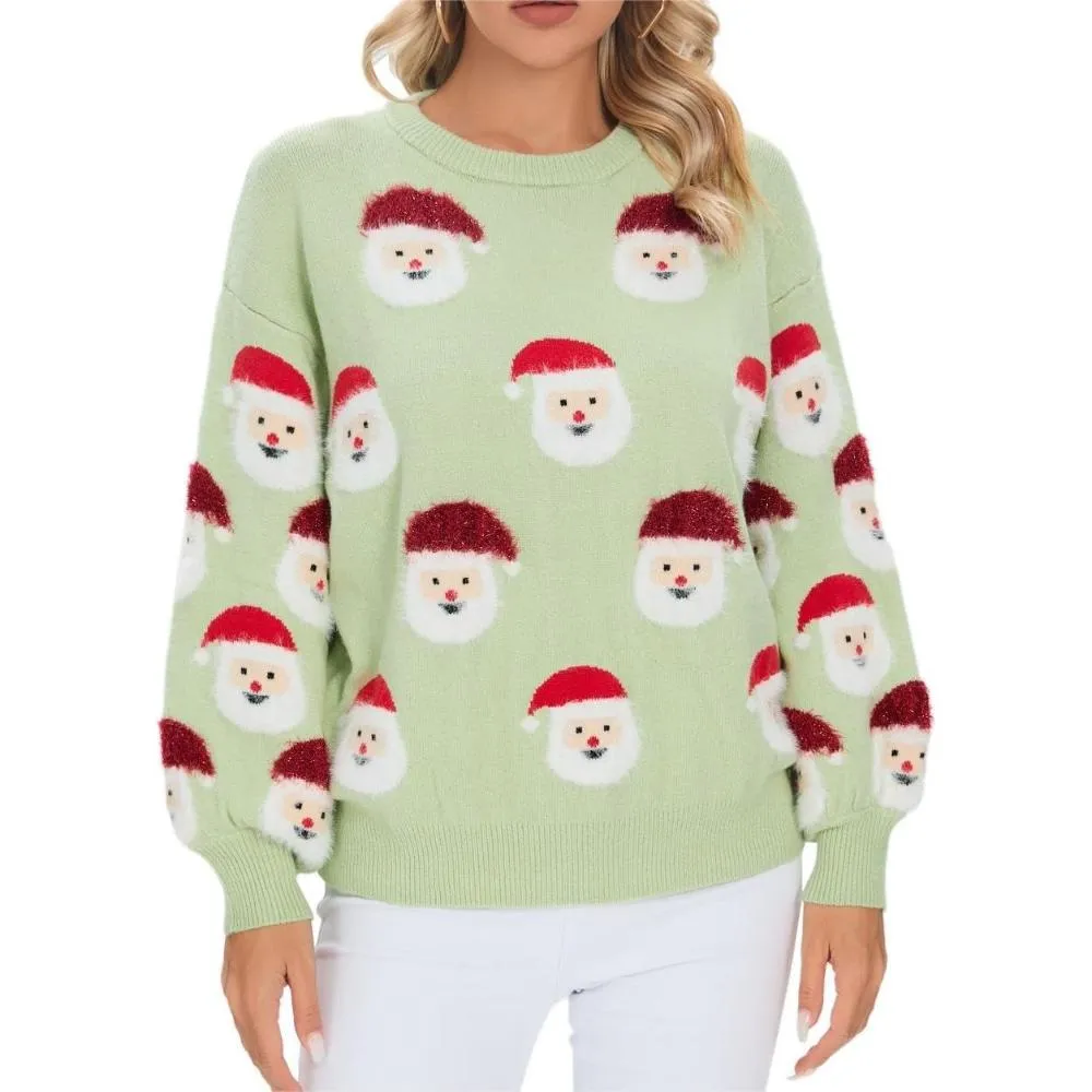 Cheerful Knitted Sweater With A Christmas Holiday Theme