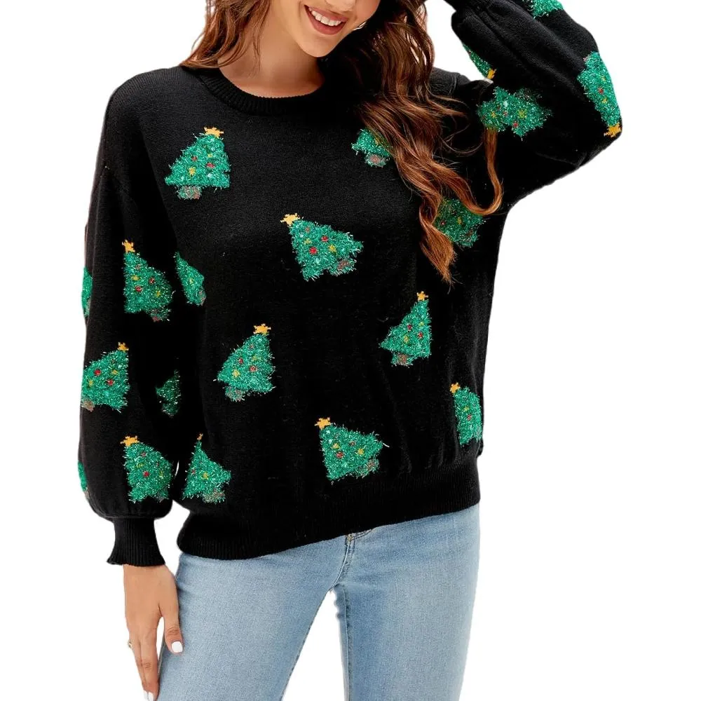 Cheerful Knitted Sweater With A Christmas Holiday Theme