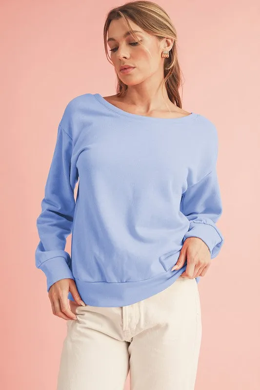 Chestnut Bowknot Dewback Round Neck Sweatshirt