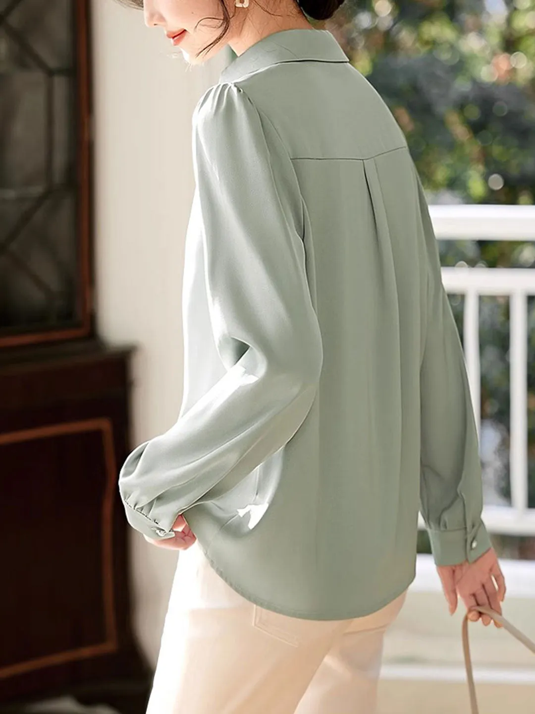 Claire Elegant V-Neck Satin Shirt