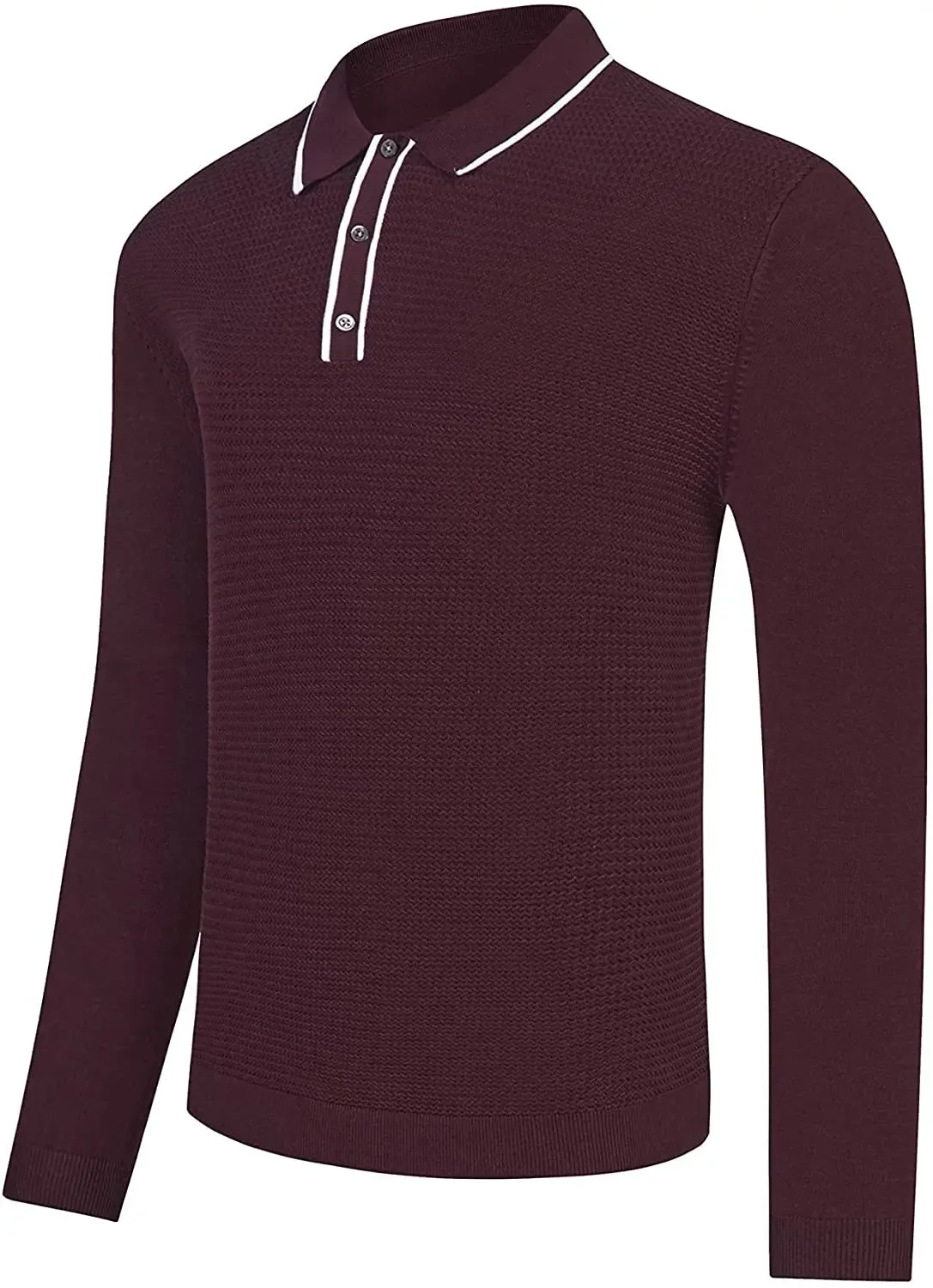 Cotton-Polo Golf-Casual Knit-Slim-Fit Pullover-Shirts - Long-Sleeve Lightweight