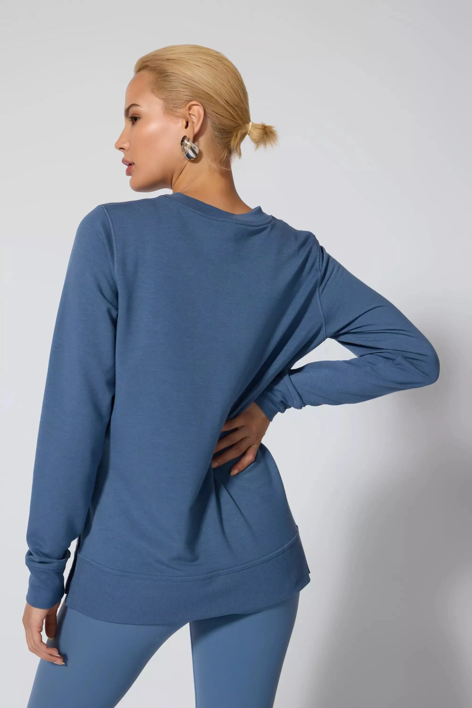 Cozy Fleece Relaxed Pullover - Petrol Blue