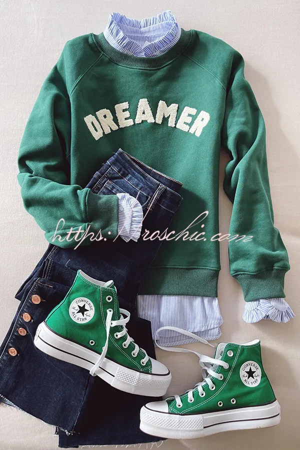 Daydreamer Letter Contrast Color Relaxed Loose Sweatshirt