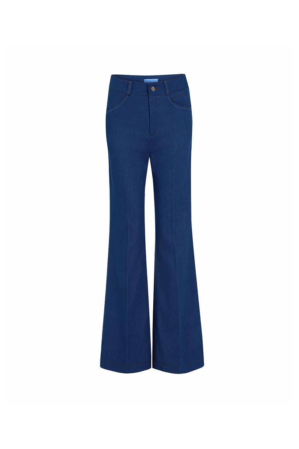 Devon Straight Front Zipper Cotton Denim Floor Length Pants