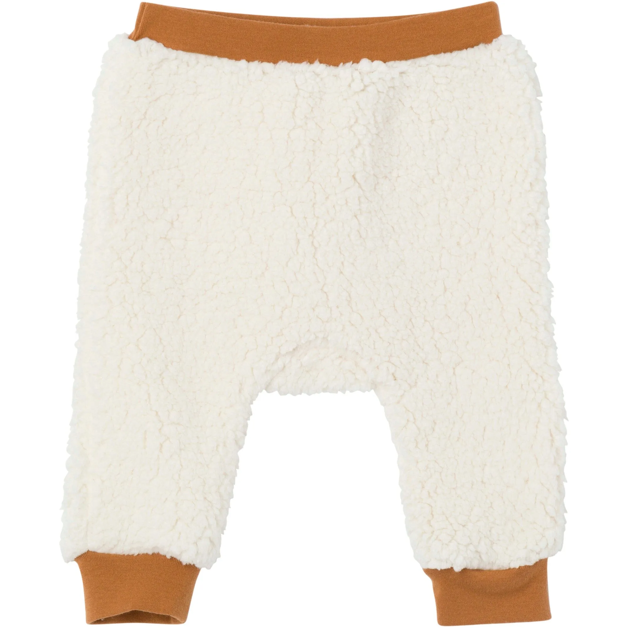 Embroidered 2-Piece Baby Neutral Ivory Sherpa Drop Shoulder Top With Pants