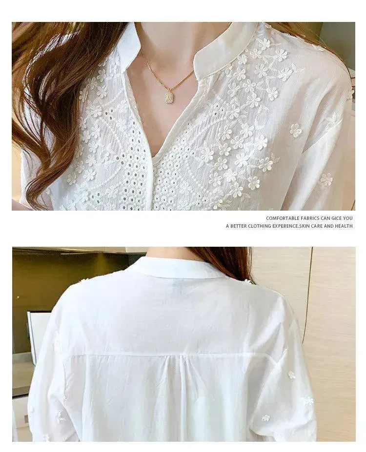 Embroidered White Blouse