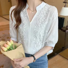 Embroidered White Blouse