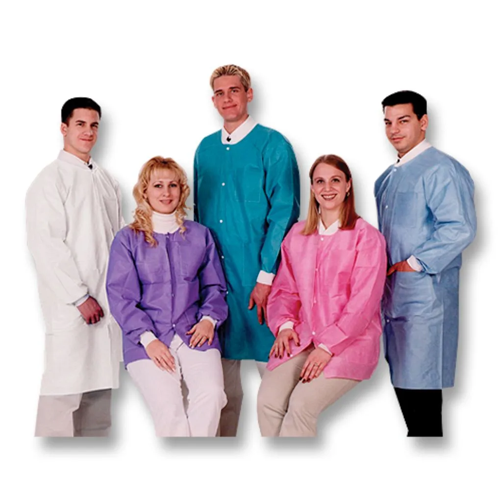 Extra-Safe SMS Lab Jacket Hip Length, Ex-Small, Ciel Blue, Washable, 10 per pack