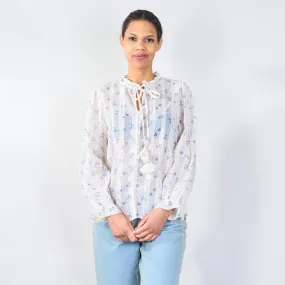 Floral lace blouse with tie-front wholesale