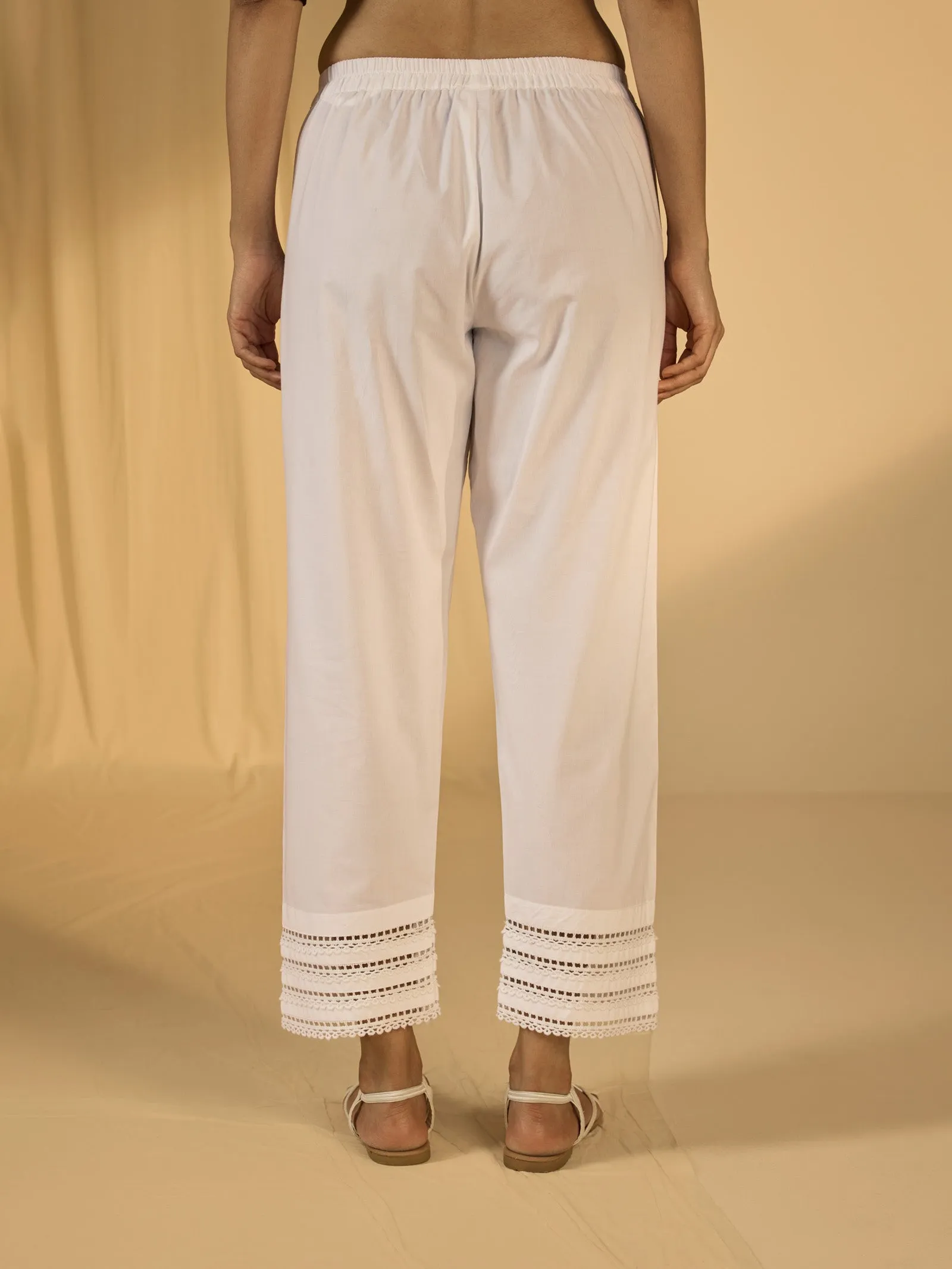 Forever White Cotton Straight Pant