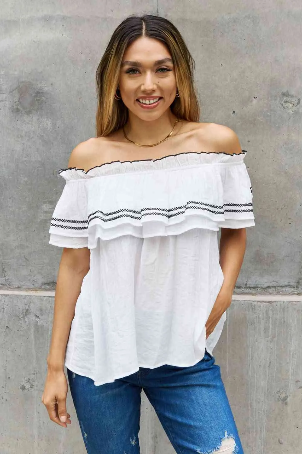 Full Size Off The Shoulder Ruffle Blouse