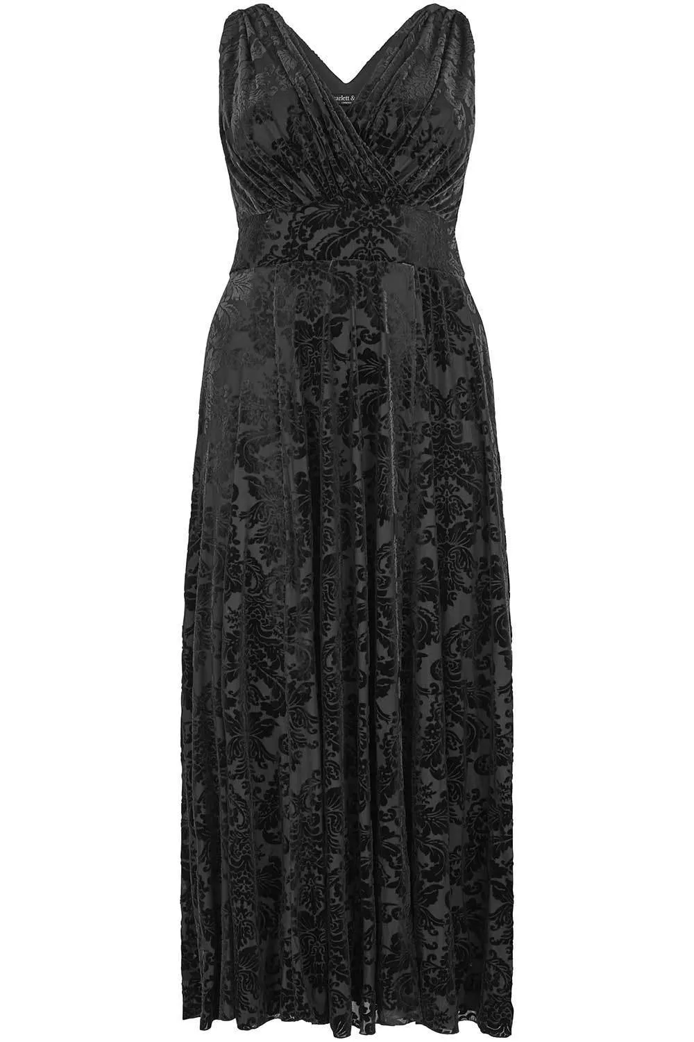 Greta Garbo Black Velvet Devore Maxi Dress