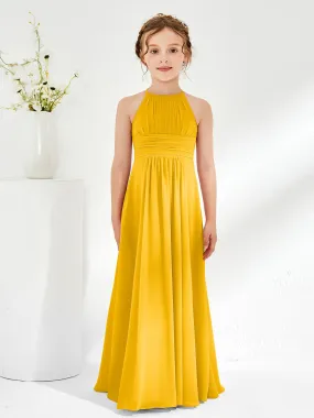 Halter Chiffon Junior Bridesmaid Dresses Marigold