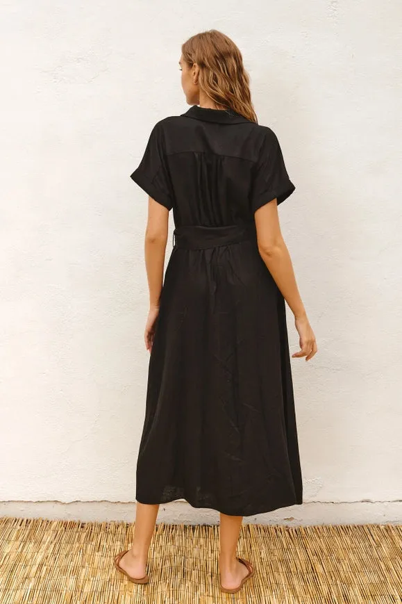 Heaven Sent Wicker Buckle Maxi Dress Black