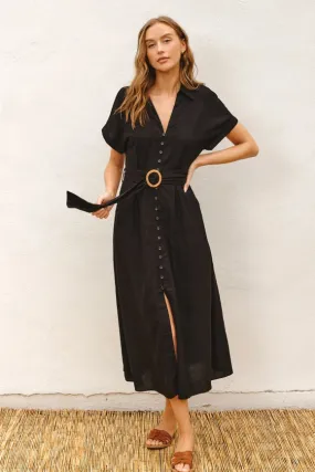 Heaven Sent Wicker Buckle Maxi Dress Black