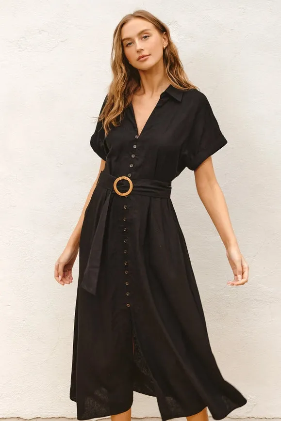 Heaven Sent Wicker Buckle Maxi Dress Black