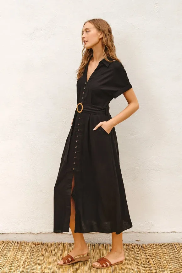 Heaven Sent Wicker Buckle Maxi Dress Black