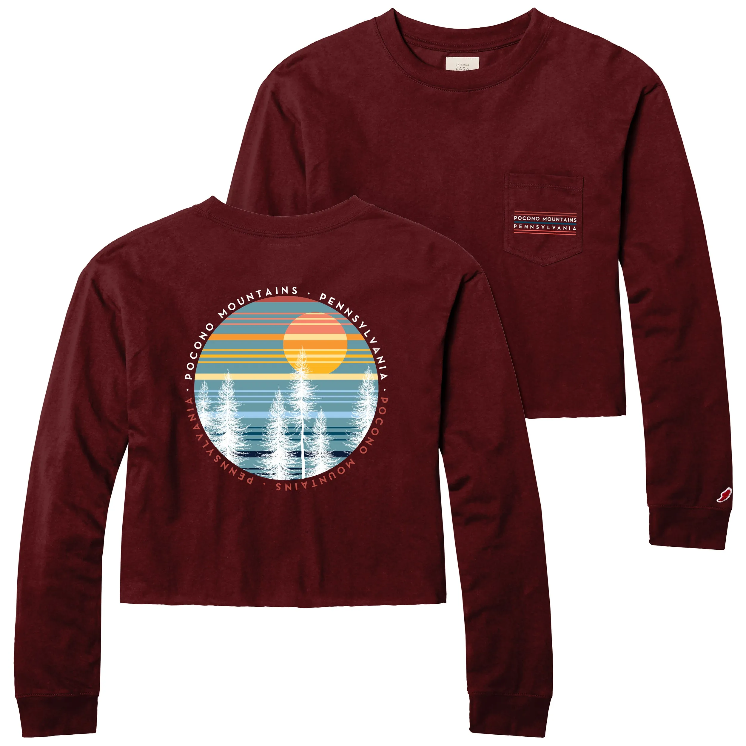 Into The Sunset Cropped Long Sleeve Tee - Pocono Souvenir