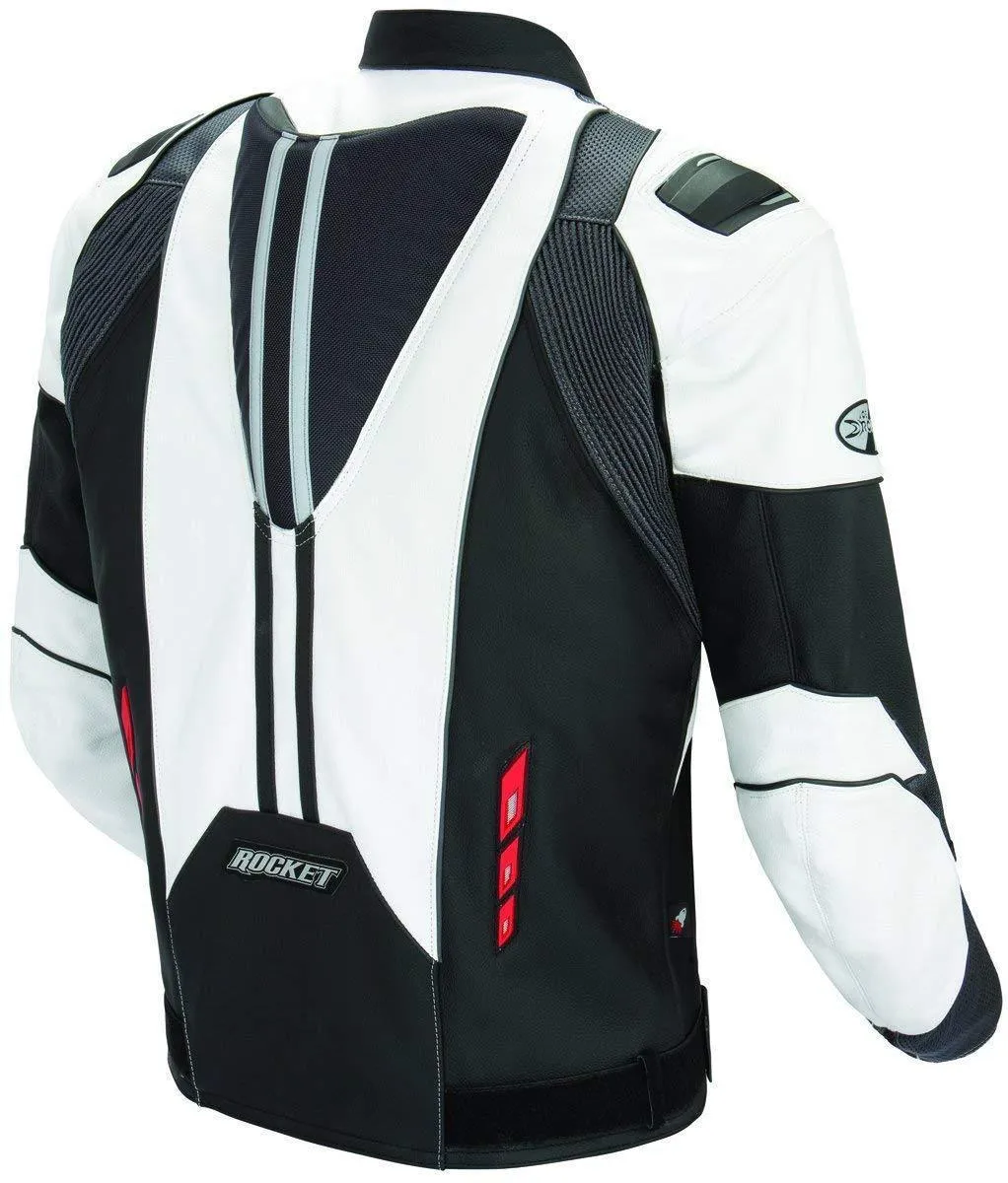 Joe Rocket 'Radar' Mens White/Gunmetal Leather Motorcycle Jacket