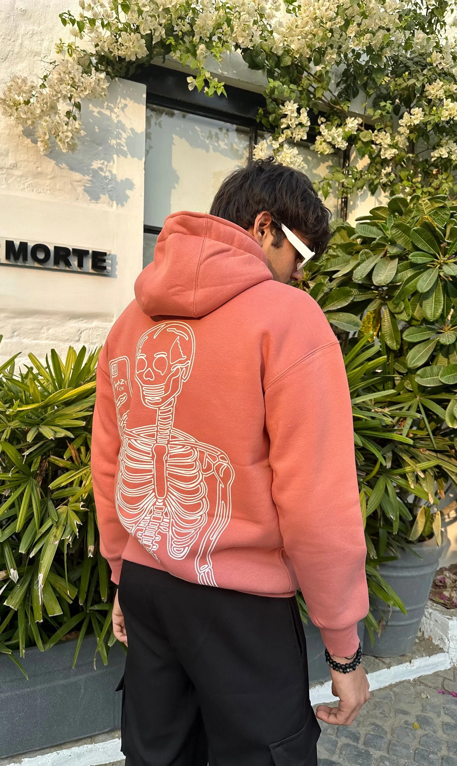 LAZYFOX SKELETON HOODIE-PINK