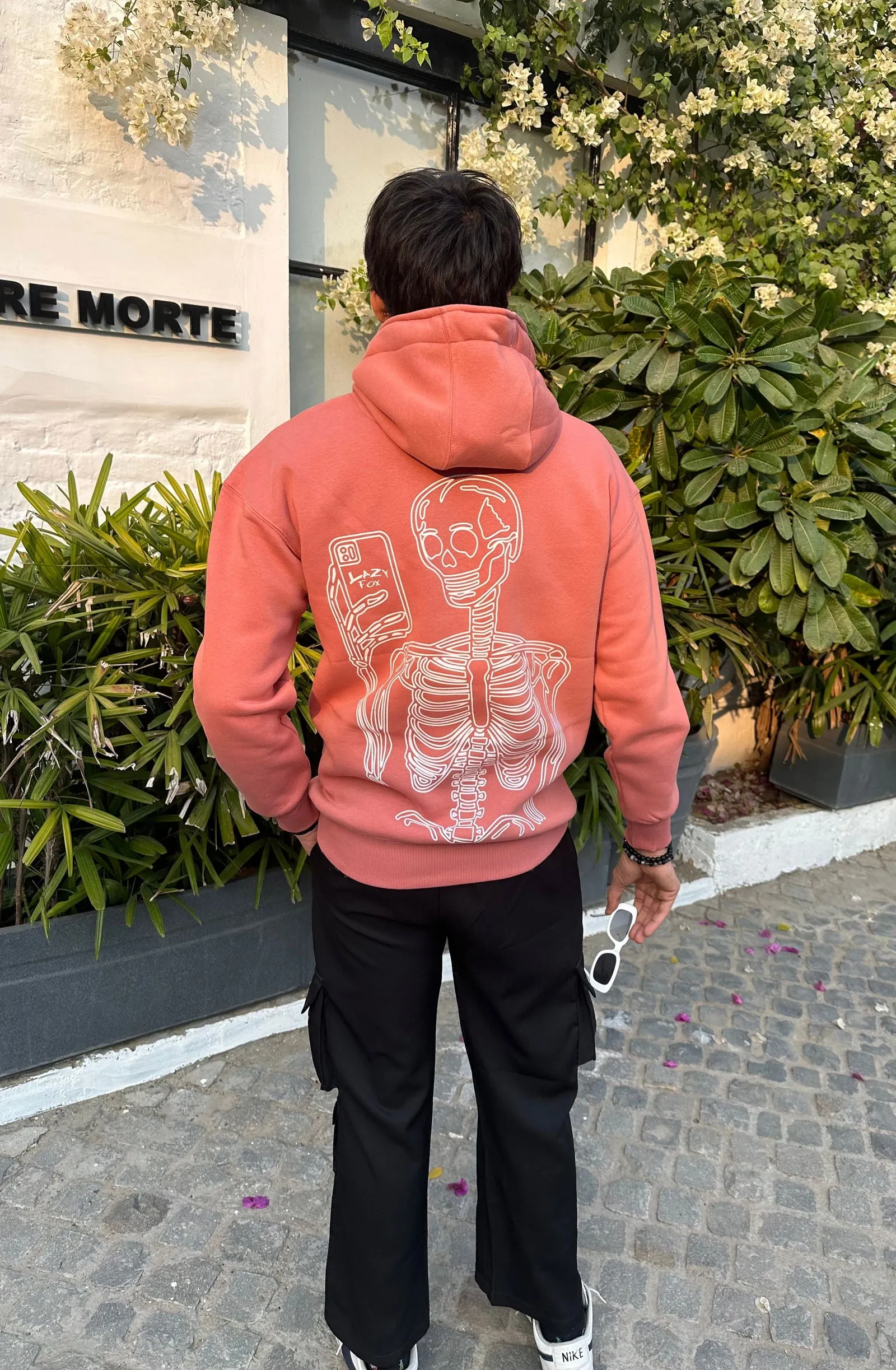 LAZYFOX SKELETON HOODIE-PINK