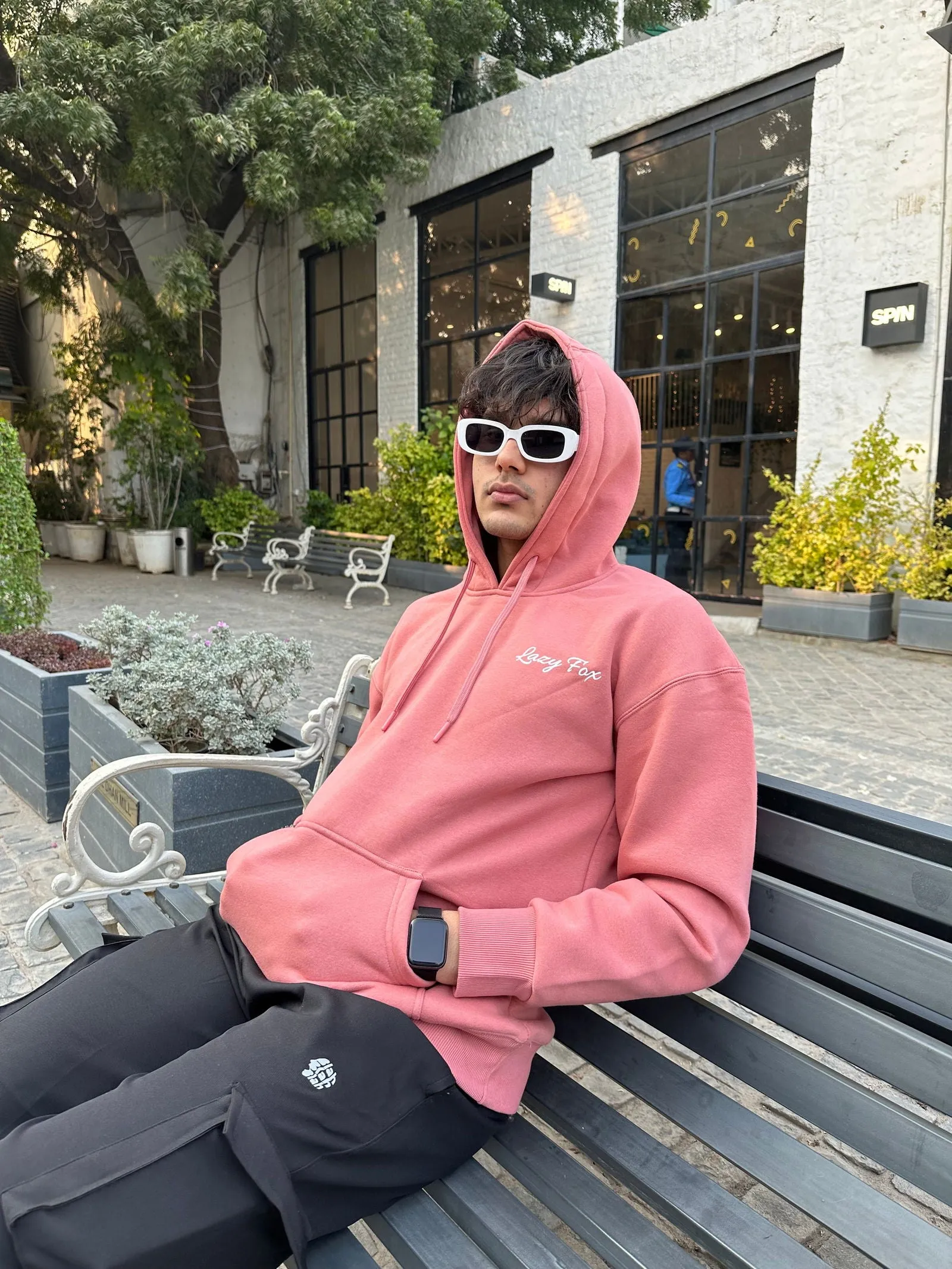 LAZYFOX SKELETON HOODIE-PINK