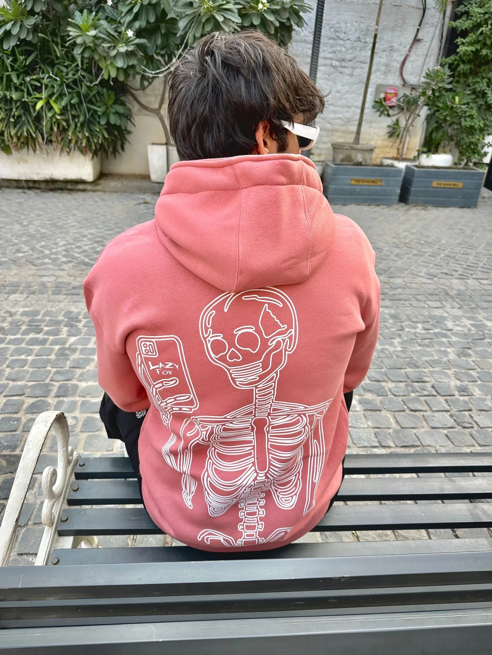 LAZYFOX SKELETON HOODIE-PINK