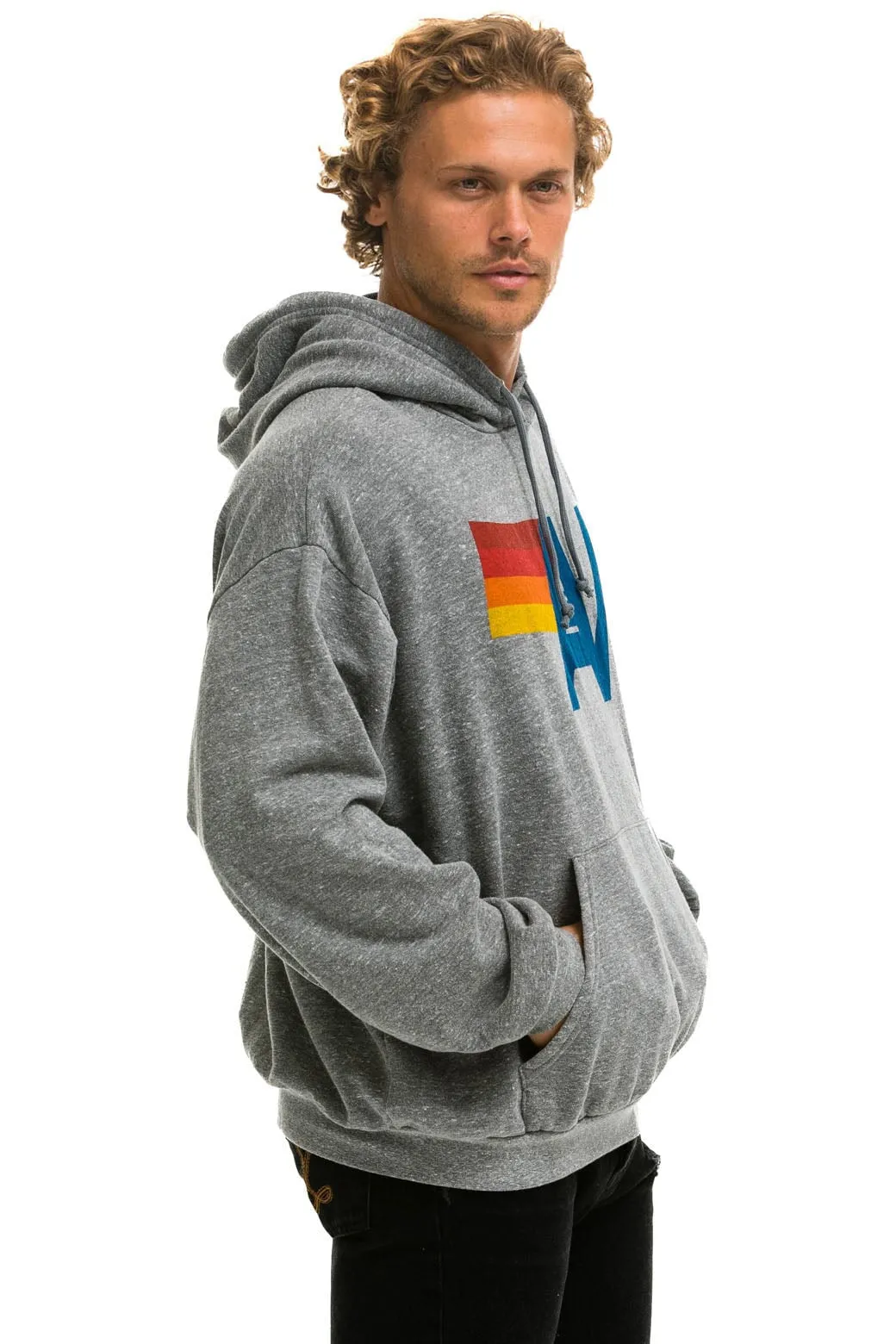 LOGO PULLOVER RELAXED HOODIE - HEATHER GREY