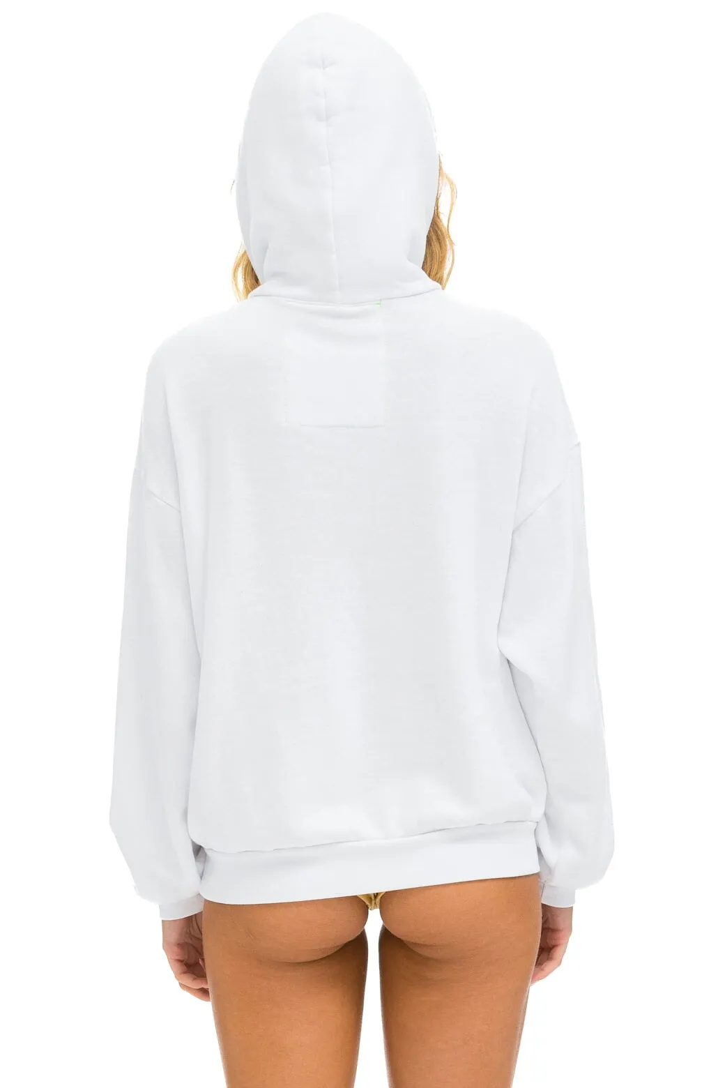 LOGO STITCH PULLOVER RELAXED HOODIE - WHITE