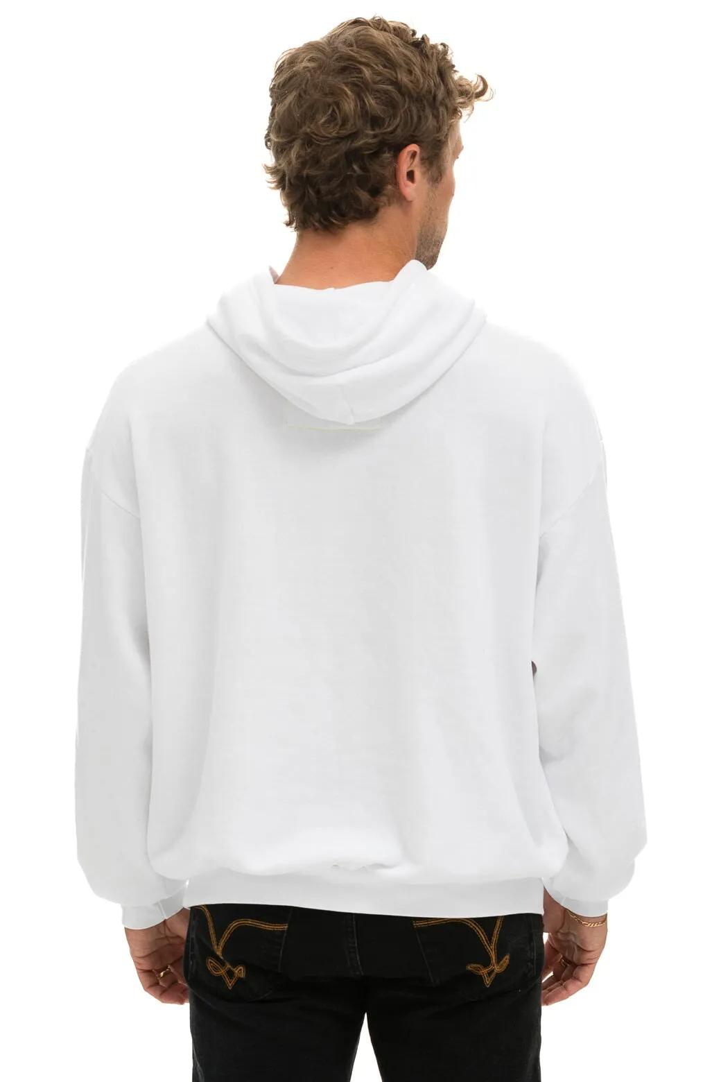 LOGO STITCH PULLOVER RELAXED HOODIE - WHITE