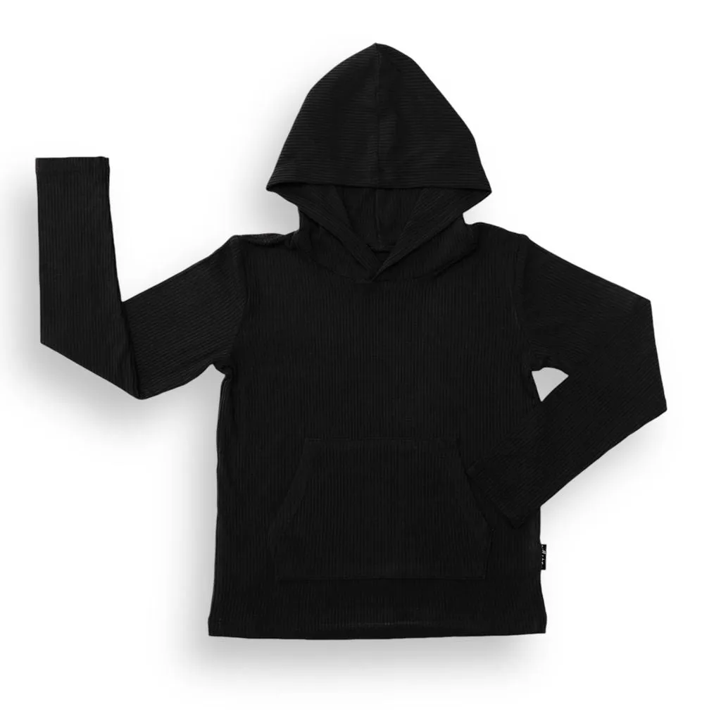 LONG SLEEVE HOODIE- Midnight Black