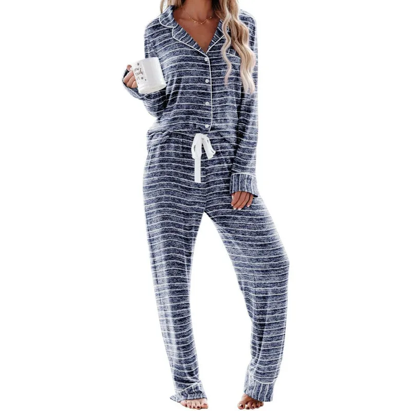 Long Sleeve Striped Button Down Nightwear Set