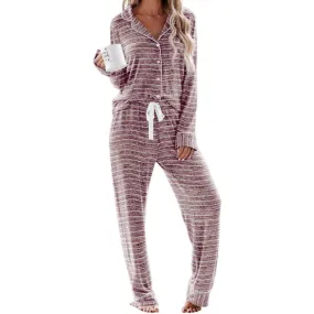 Long Sleeve Striped Button Down Nightwear Set