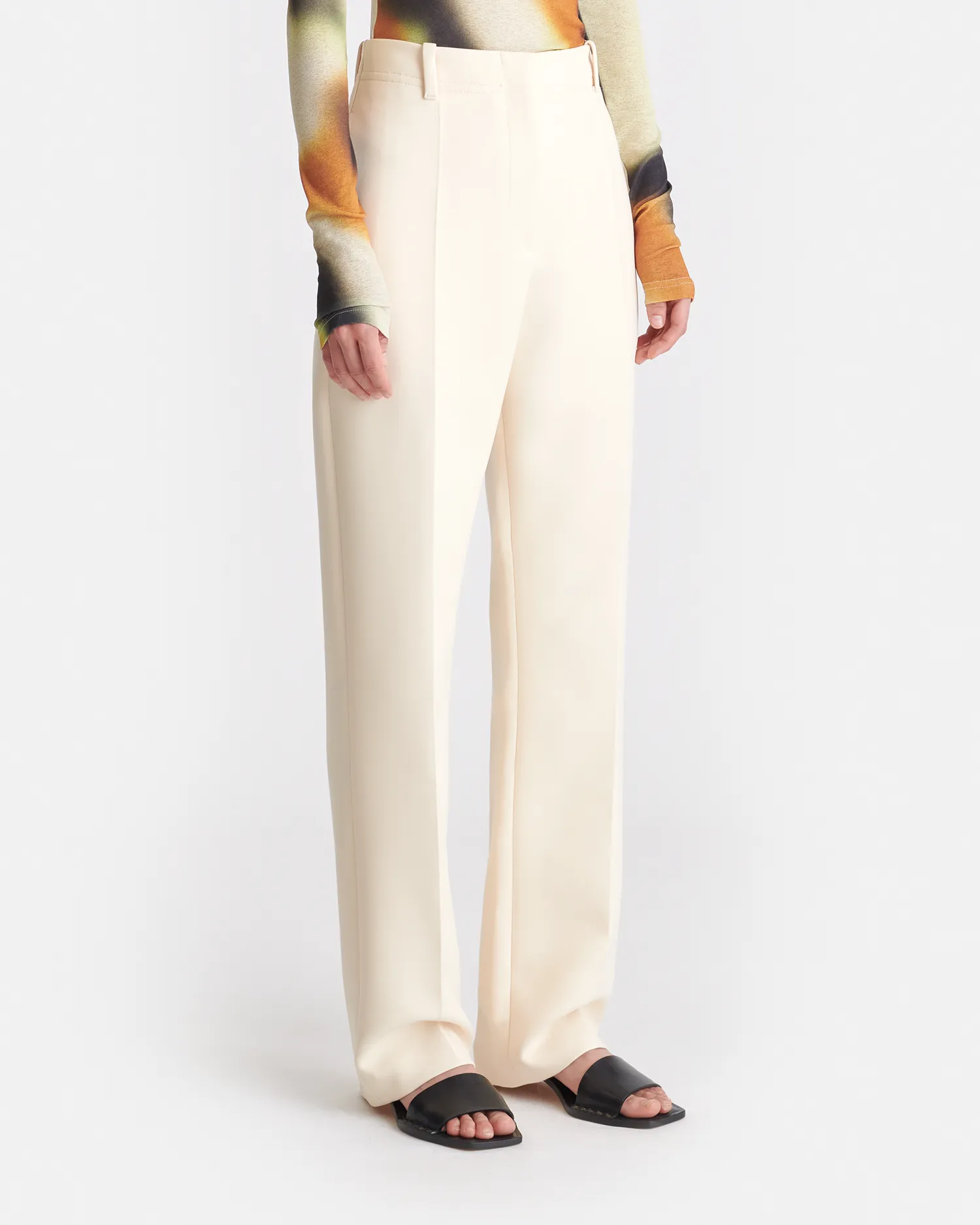 Loren - Double Suiting Straight-Leg Pants - Creme