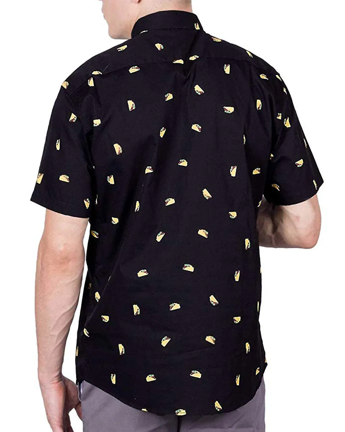 Mens Button Down Shirt - Black Taco ( Stretch )